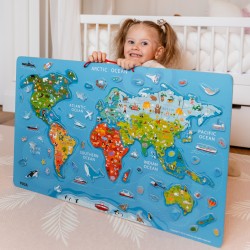 Viga 2w1 Tablica Edukacyjna z Magnetyczną Mapą Świata