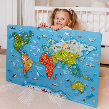 Viga 2w1 Tablica Edukacyjna z Magnetyczną Mapą Świata