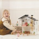 TOOKY TOY Drewniany Domek dla Lalek z Akcesoriami i Rodzinką 22 el.
