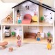 TOOKY TOY Drewniany Domek dla Lalek z Akcesoriami i Rodzinką 22 el.