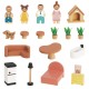 TOOKY TOY Drewniany Domek dla Lalek z Akcesoriami i Rodzinką 22 el.