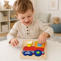 VIGA Drewniana Układanka Edukacyjna Montessori Pociąg