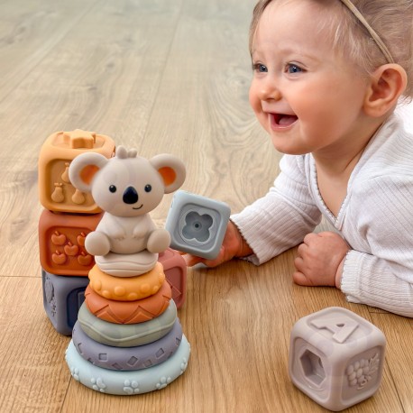 WOOPIE BABY Zestaw Edukacyjny 3w1 Piramidka Klocki Gryzak