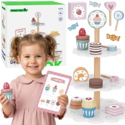 TOOKY TOY Patera Słodkości Drewniany Stojak Babeczki Ciasta