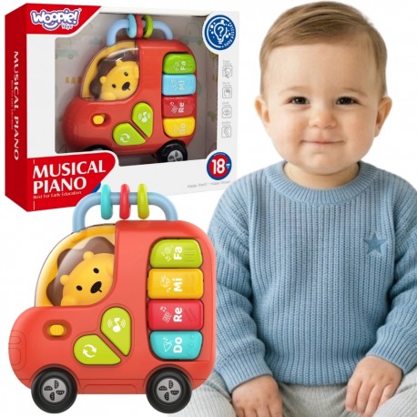 WOOPIE Pianinko Interaktywne Autobus Lew Muzyczne Organki Dźwięki Światła 18m