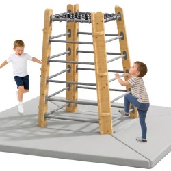 CLASSIC WORLD EDU Zestaw Drewniana Wieża Wspinaczkowa z Matami Ochronnymi
