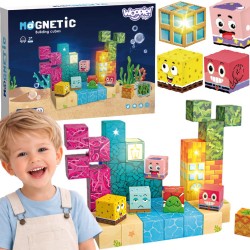 Woopie Klocki Magnetyczne Kostki 63 el Montessori Ocean Układanka Gra 3D