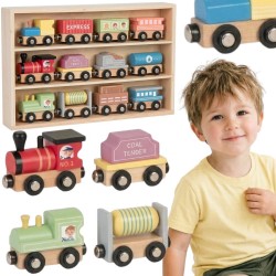 Tooky Toy Drewniane Pojazdy Wagoniki na Magnes