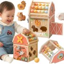 TOOKY TOY Drewniana Kostka Farma Aktywności Sorter Liczydło Montessori