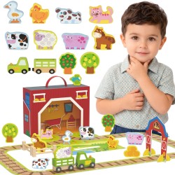 TOOKY TOY Drewniana Walizka Tory Farma