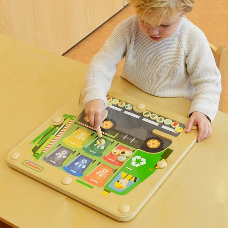 MASTERKIDZ Tablica Magnetyczna Segregowanie Odpad&oacute;w Ciężar&oacute;wka do Recyklingu Montessori