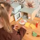 TOOKY TOY Drewniana Kuchenka Mikrofalowa Zestaw Produktów Sporzywczych