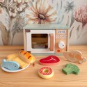 TOOKY TOY Drewniana Kuchenka Mikrofalowa Zestaw Produktów Spożywczych