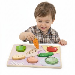 VIGA Drewniane Puzzle Układanka Montessori 2w1 Figurki Warzywa