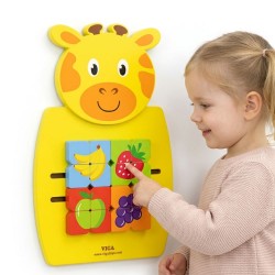 Sensoryczna tablica manipulacyjna Żyrafa drewniana Viga Toys