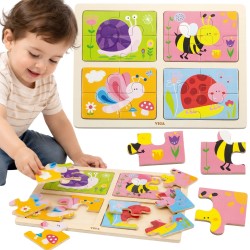 VIGA Drewniane Puzzle Zwierzęta Morskie 4w1
