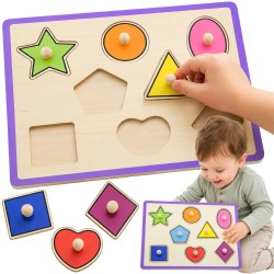 VIGA Drewniane Puzzle Z Pinezkami Kształty