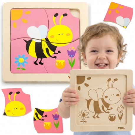 VIGA Poręczne Drewniane Puzzle Pszczoła