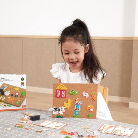 Przybijanka Drewniana Farma Viga Toys Korkowa Tablica