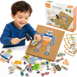 Drewniana Przybijanka Roboty 45 elementów Viga Toys
