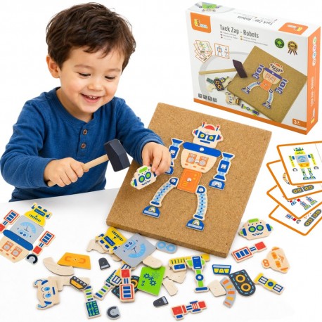 Drewniana Przybijanka Roboty 45 elementów Viga Toys