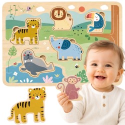 TOOKY TOY Drewniane Interaktywne Puzzle Zwierzątka