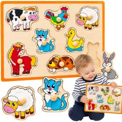 Drewniane Puzzle Zwierzęta z Farmy Układanka Viga Toys