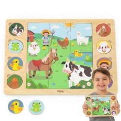 Viga Drewniane Puzzle "Magiczna Farma" Układanka 17 el.