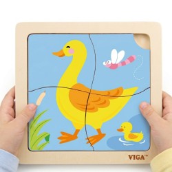VIGA Poręczne Drewniane Puzzle Kaczuszka