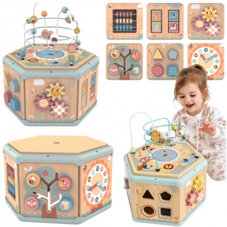 TOOKY TOY Interaktywny Drewniany Sześciokąt Montessori Otwierane Pudełko