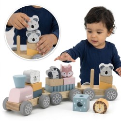 Kolorowa Kolejka z wagonikami do ciągania Viga Toys