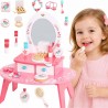 TOOKY TOY Różowa Toaletka Drewniana Do Makijażu z Lustrem + Akcesoria FSC