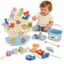 TOOKY TOY Drewniany Zestaw Morskich Zabawek Wieża Balansująca Łowienie Ryb Figurki 23 Elementy