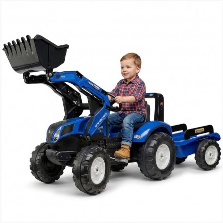 FALK Traktor New Holland Niebieski na Pedały z Przyczepką od 3 Lat