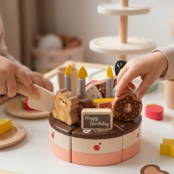 CLASSIC WORLD Drewniany Tort Urodzinowy 19el.