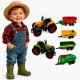 WOOPIE Zestaw Mini Farmera Traktory z Przyczepami