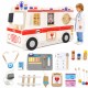 VIGA Duży Drewniany Ambulans Zestaw Karetka Małych Ratowników Akcesoria 25 el.