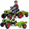 FALK Traktor Claas Zielony na Pedały z Przyczepą + Klakson od 2 Lat.