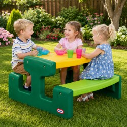 Little tikes Duży stół - stolik piknikowy zielono-żółty