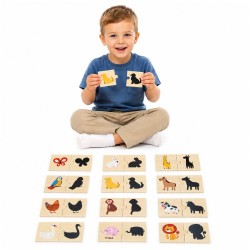 Viga Zestaw Drewniane Puzzle Układanka Zwierzątka Dopasuj Cienie