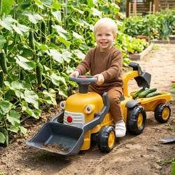 FALK Jeździk Traktor Komatsu z Łyżką Koparką i Przyczepą