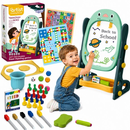 WOOPIE Tablica Dwustronna Magnetyczna Kreślarska Pingwinek 57 el.