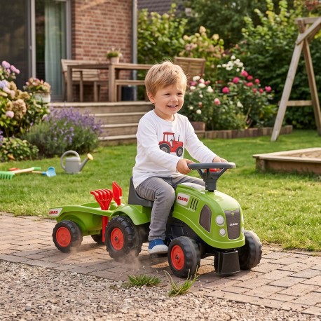 FALK Traktorek Baby Claas Zielony z Przyczepką + akc. od 1 roku