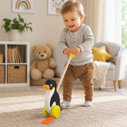 Viga Toys Drewniany Pchacz Pingwin