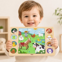 Viga Drewniane Puzzle "Magiczna Farma" Układanka 17 el.