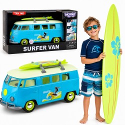 WOOPIE Samochód Bus Surfing Klasyczny Czerwony Ze Światłem I Dźwiękiem Model 1:14