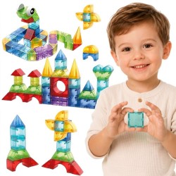 WOOPIE Magnetyczne Klocki Konstrukcyjne Montessori 3D 63 Elementy
