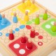 VIGA Drewniana gra zręcznościowa 4w1 Hokej stołowy Curling Bowling Ludo Chińczyk