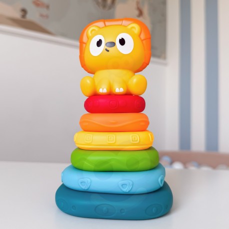 WOOPIE Piramidka Sensoryczna Wieża Układanka Lew 6m+
