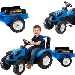FALK Traktor Landini na pedały z przyczepą Niebieski od 3 lat